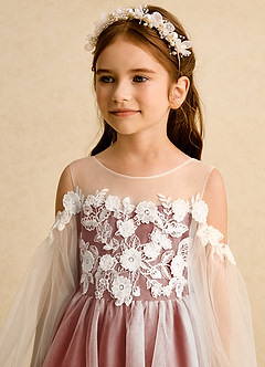Azazie Zimi Flower Girl Dresses Terracotta Ball-Gown Sweetheart Neckline Tulle Dress image9