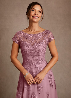 Azazie Jalinda Mother of the Bride Dresses Vintage Mauve A-Line Lace Chiffon Dress image5