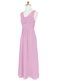 Azazie Sophia Junior Candy Pink A-Line Pleated Chiffon Dress image8