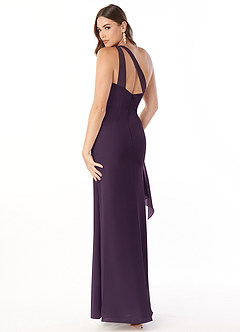 Azazie Maive Bridesmaid Dresses Plum Sheath Pleated Ruffle Chiffon Dress image4