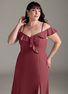 Azazie Sophie Vestidos de damas de honor Vestido de Merlot de Gasa de Corte en A Convertible con Vestidos sin tirantes image12