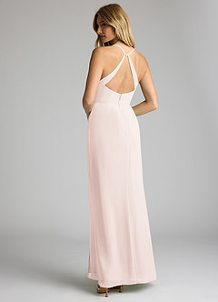 Azazie Becca Bridesmaid Dresses Rose Petal Sheath V-Neck Chiffon Dress image6