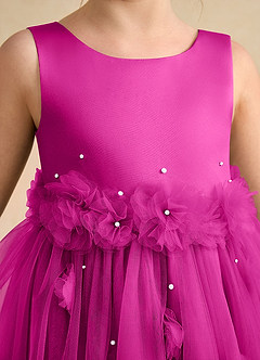 Azazie Lux Flower Girl Dresses Fuchsia A-Line Beaded Tulle Dress image7
