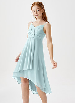 Azazie Mariam Junior Linia A Pofałdowany Szyfon Asymetryczny Młodsza druhna Sukienka image1