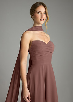 Azazie Ayla Abiti da Damigella Abito A-Line in Chiffon Scollo a Cuore Espresso image6