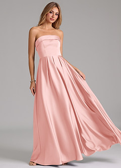 Azazie Lucienne Bridesmaid Dresses Powder Pink A-Line Strapless Stretch Satin Convertible Dress image8