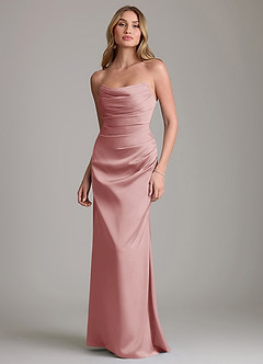 Azazie Lucille Bridesmaid Dresses Dusty Rose Mermaid Strapless Stretch Satin Convertible Dress image1