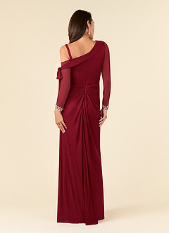 Azazie Marna Mother of the Bride Dresses Burgundy Sheath One Shoulder Mesh Dress image2