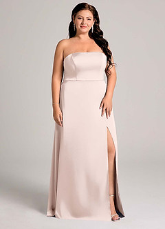 Azazie Wren Bridesmaid Dresses Blushing Pink A-Line Strapless Stretch Satin Convertible Dress image11