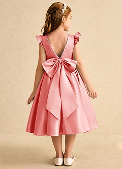 Azazie Dumpling Flower Girl Klänningar Klä A-Line i Matt satäng Rosett image1