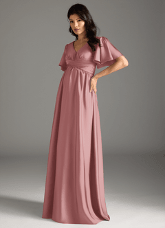 Azazie Verna Maternity Bridesmaid Dresses A-Line Ruched Stretch Satin Floor-Length Dress image4