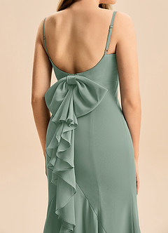 Azazie Lioren Junior Silver Sage Mermaid Bow Chiffon Dress image6
