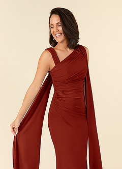 Azazie Franchesca Mother of the Bride Dresses Rust Mermaid Pleated Stretch Chiffon Dress image6