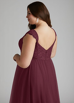 Azazie Luxi Bridesmaid Dresses Cabernet A-Line Pleated Tulle Dress image11