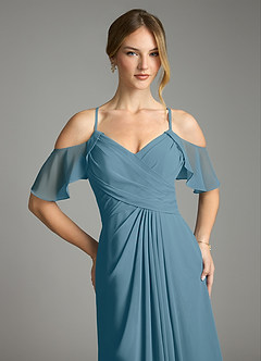 Azazie Dakota Bridesmaid Dresses Bermuda A-Line V-Neck Pleated Chiffon Dress image7