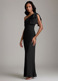 Azazie Yuanna Bridesmaid Dresses Black Mermaid One Shoulder Chiffon Dress image5
