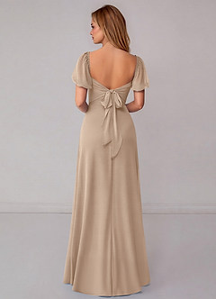 Azazie Fatima Bridesmaid Dresses Taupe A-Line with Pockets Chiffon Dress image5