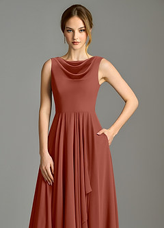 Azazie Wonderland 신부 들러리 드레스 A라인 주름진 쉬폰 비대칭 드레스 image7