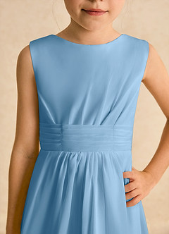 Azazie Edelweiss Blumenmädchenkleider A-Linie Plissee Chiffon Kleid Stahlblau image7