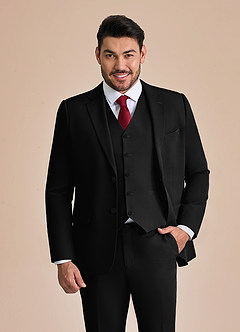 front James Black Structured Stretch Suit Jacket