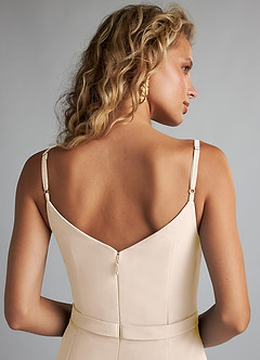 Azazie Summer Bridesmaid Dresses White Alabaster Mermaid Scoop Cowl Chiffon Dress image6