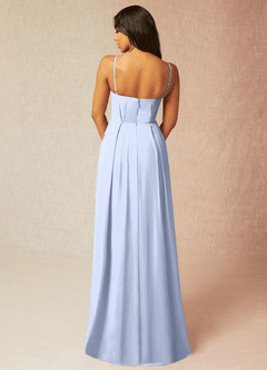 Azazie Kyedae Vestidos de damas de honor Vestido de Hielo de Gasa de Corte en A con Cuello de pico plisado image2