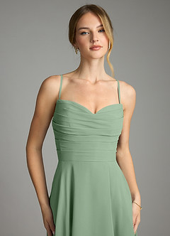 Azazie Ayla Abiti da Damigella Abito A-Line in Chiffon Scollo a Cuore Matcha image3