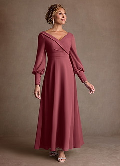 Azazie Paterson Suknie dla Matki Panny Młodej Linia A Pofałdowany Szyfon Długość kostki Sukienka image1