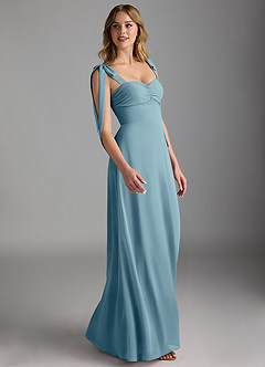Azazie Lizet Bridesmaid Dresses Moody Blue A-Line Sweetheart Neckline Chiffon Dress image3