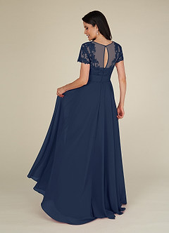 Azazie Annette Mother of the Bride Dresses Dark Navy A-Line Lace Chiffon Dress image2