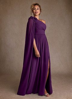 Azazie Lancaster Mother of the Bride Dresses Grape A-Line One Shoulder Chiffon Dress image3
