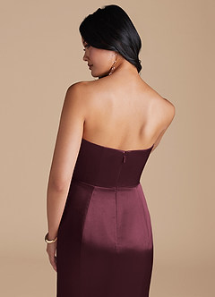 Azazie Aura Vestidos de damas de honor Vestido de Cabernet de Satén Metálico de Corte Sirena Convertible image4