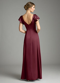 Azazie Omari Bridesmaid Dresses Cabernet A-Line Stretch Satin Dress image2