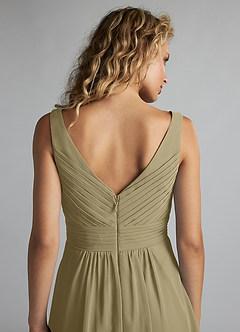 Azazie Grace Bridesmaid Dresses Moss Green A-Line Pleated Chiffon Dress image6