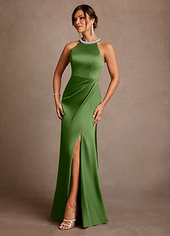 Azazie Lawrence Mother of the Bride Dresses Basil A-Line Pleated Stretch Satin Dress image2