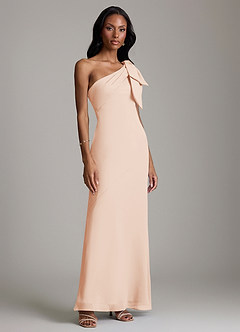 Azazie Yuanna Bridesmaid Dresses English Rose Mermaid One Shoulder Chiffon Dress image4