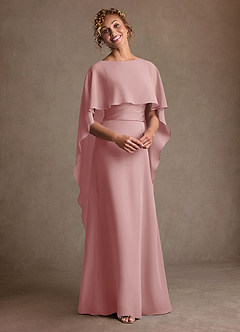 Azazie Marilla Vestidos para mãe da noiva Vestido Rosa Empoeirada de Chiffon de Linha A com Plissado image6