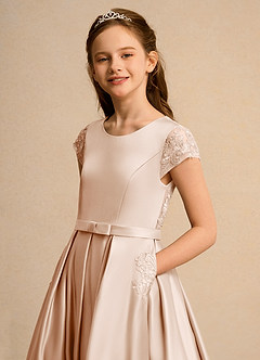 Azazie Bunny Junior Formal Sukienki dla dziewczynek sypiących kwiaty Suknia balowa Koronka Sznurówka Długość kostki Sukienka image4