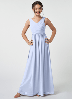 Azazie Kora Junior Ice A-Line Pleated Chiffon Dress image1