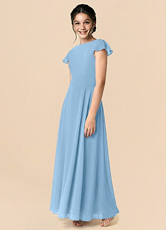 Azazie Payton Junior Steel Blue A-Line Bow Chiffon Dress image4