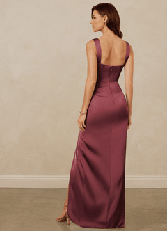 Christian Siriano Bridal for Azazie 1017 Bridesmaid Dresses Merlot Sheath Sweetheart Neckline Stretch Satin Dress image5
