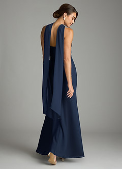 Azazie Saylor Brudtärnklänningar Klä av Sjöjungfru i Chiffong Axelbandslös Mörk Marinblå image9