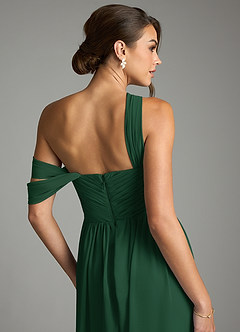 Azazie Kassandra 신부 들러리 드레스 A라인 오프 더 숄더 쉬폰 바닥 길이 드레스 image7