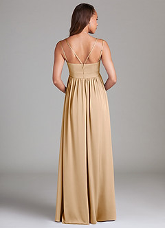 Azazie Emree Maternity Bridesmaid Dresses A-Line Stretch Satin Floor-Length Dress with Pockets image2