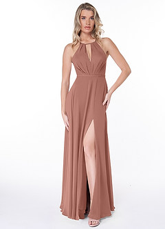 Azazie Evalleen Bridesmaid Dresses Cedar Rose A-Line Pleated Chiffon Dress image6