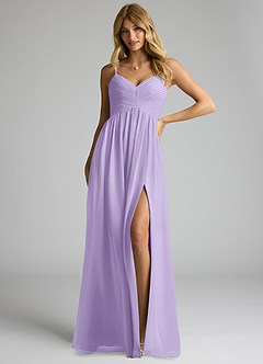 Azazie Alia Bridesmaid Dresses Lilac A-Line Pleated Chiffon Dress image1