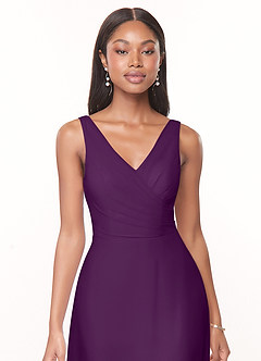 Azazie Nala Brautjungfernkleider A-Linie Plissee Chiffon Kleid Traube image4