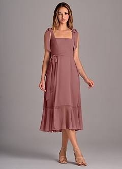 Azazie Deb Bridesmaid Dresses Desert Rose A-Line with Pockets Chiffon Convertible Dress image5