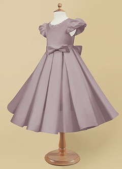 Azazie Jewel Robe Demoiselle D'honneur Fillette Robe Princesse en Mat Satiné Plissée Crépuscule image6