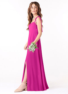 Azazie Rosey Junior Jurk van Chiffon met A-Lijn Sweetheart Halslijn Fuchsia image3